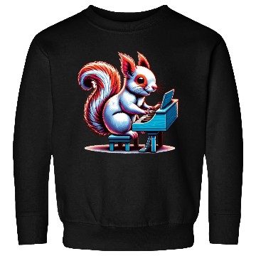 Discover Squirrel Nuts Animal Lover Playing Piano Design Sweatshirts