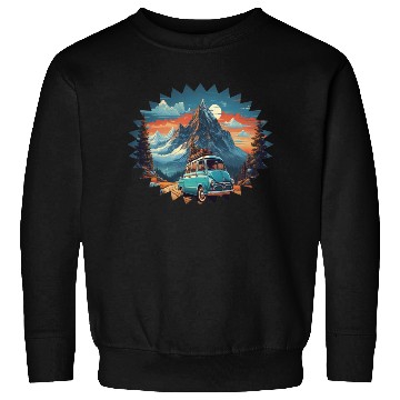 Discover Classic car with wonderful mountains background Sweatshirts