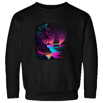 Discover Retro Sunset Sailboat Tropical Beach For a Sweatshirts