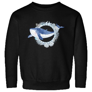 Discover blue whale fish in coral reef in watercolor style Sweatshirts