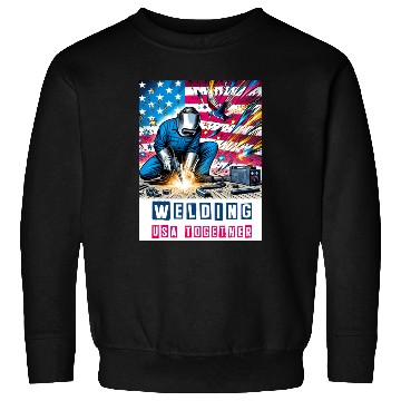 Discover Welding USA Togehter Eagle USA Flag Sweatshirts