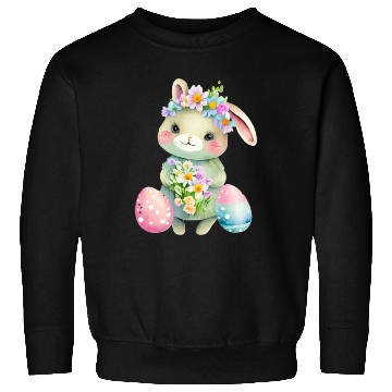 Discover Cute Easter Bunny with Flowers. Watercolor Sweatshirts