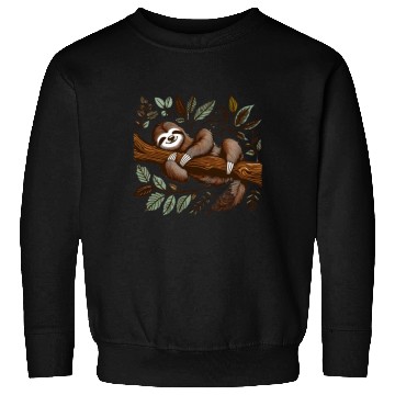 Discover A sloth is sleeping on a tree branch Sweatshirts .