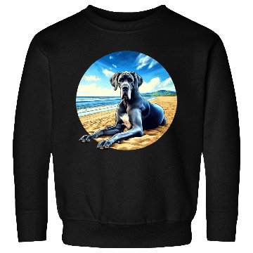 Discover Great Dane on the Beach Cartoon Sweatshirts