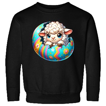 Discover Colorful Lamb Hatching from Easter Egg Cartoon Sweatshirts