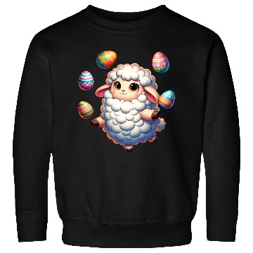 Discover Colorful Easter Egg Juggling Lamb Cartoon Sweatshirts