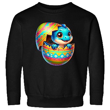 Discover Easter Egg Dino T-Rex Hatching Colorful Cartoon Sweatshirts