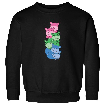 Discover Polysexual Flag Pride Lgbtq Cute Hippo Sweatshirts