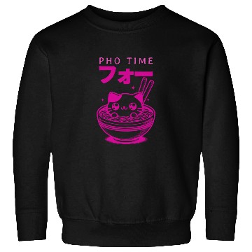Discover Pho Time Pink Cute Kitten in a Bowl Sweatshirts