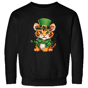 Discover St. Patrick's Tiger Charm: Vibrant Green Shamrock Sweatshirts