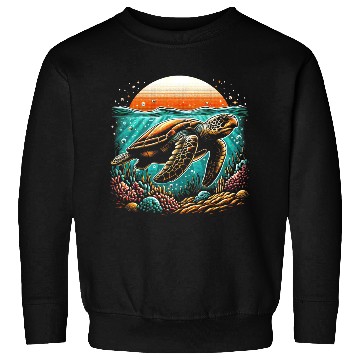 Discover turtle swimming on the seabed 2 Sweatshirts