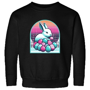Discover Synthwave Easter Bunny with Eggs Sweatshirts