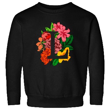 Discover Capital letter L monogram with peony, lily flowers Sweatshirts