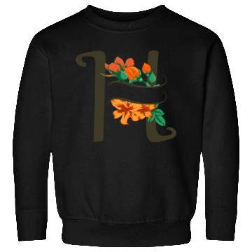 Discover Capital letter H monogram with roses and lily Sweatshirts