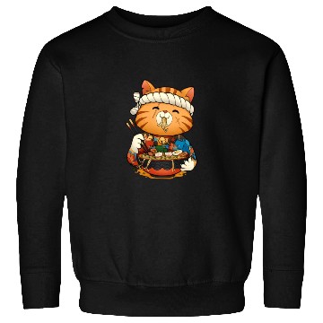 Discover Cute anime cat eating ramen noodles Sweatshirts