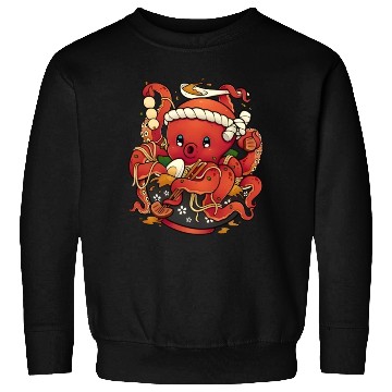Discover Cute Anime Octopus Eating Ramen Noodles Sweatshirts