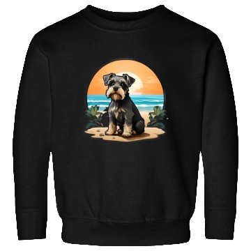 Discover A miniature schnauzer dog in the beach Sweatshirts