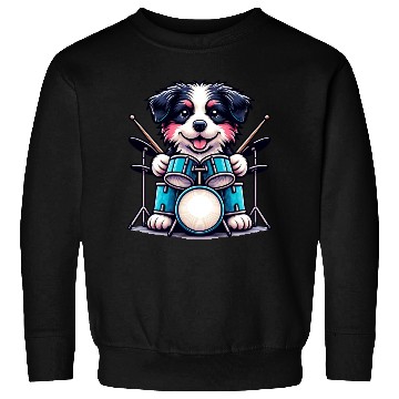 Discover Cool Border Collie Drummer Puppy Design Sweatshirts
