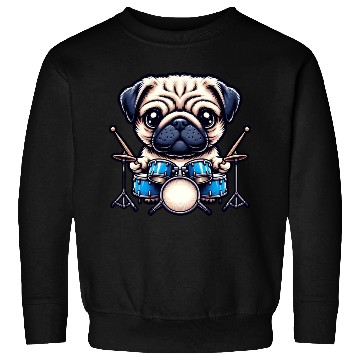 Discover Cool Pug Drummer Puppy Beats Design Sweatshirts