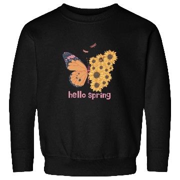 Discover retro hello spring groovy flowers cute butterfly Sweatshirts