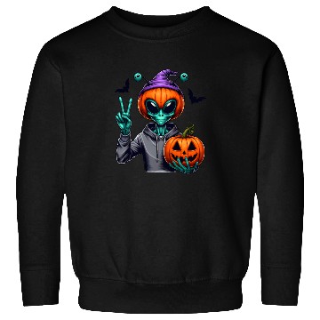 Discover Peaceful alien with Halloween pumpkin Sweatshirts