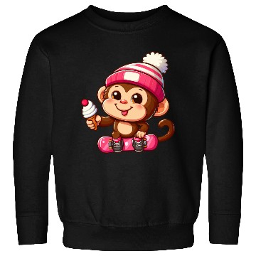 Discover Chimpanzee Snowboarder Winter Action Sweatshirts