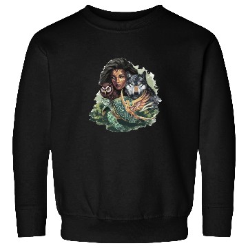 Discover Wildlife Tribal Wolf Owl Turtle Woman for a Sweatshirts