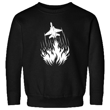 Discover Fighter Jet Model Airplane Fire Flames Flight Sweatshirts