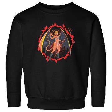 Discover Devil Girl With Huge Wings And Pitchfork Sweatshirts