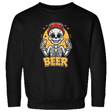 Discover Skeleton drinking beer Sweatshirts design premium