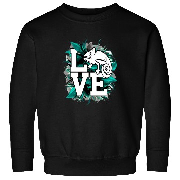 Discover Chameleon Lizard Love Green Teal Text Design Sweatshirts