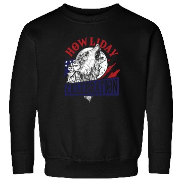 Discover Wolf 4th of July American Flag Howling Wolves Sweatshirts