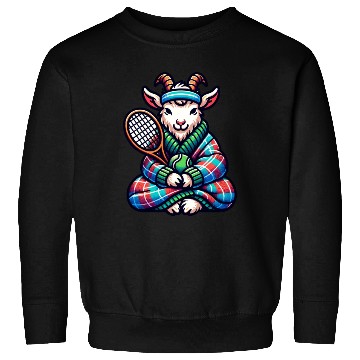 Discover Goat Tennis Player On Court Racket Match Design Sweatshirts