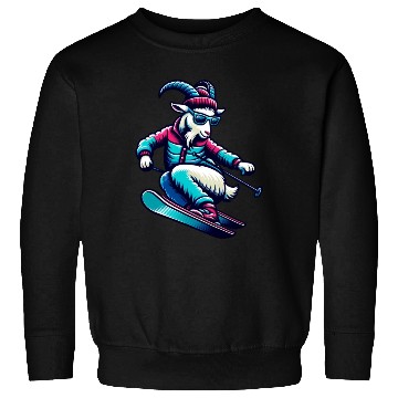 Discover Funny Goat Skiing Down The Snowy Slopes Sweatshirts
