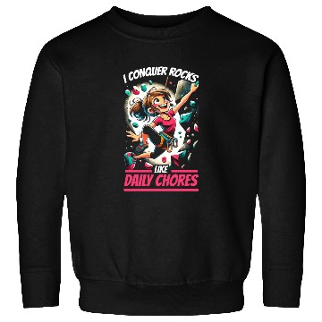 Discover Bouldering Girl Boulderer Rock Climbing Wall Sweatshirts