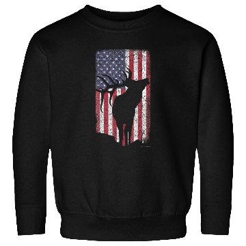 Discover Elk Hunting Bugling Bull US Flag American Sweatshirts