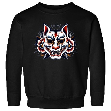 Discover AI Japanese Kabuki Fox Mask Design Sweatshirts