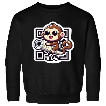 Discover Curious Monkey with QR Code Sweatshirts