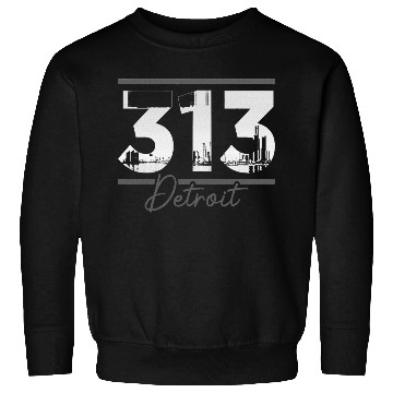 Discover Detroit 313 Area Code Skyline Michigan Sweatshirts