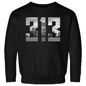 Discover Detroit Michigan 313 Area Code Skyline Sweatshirts