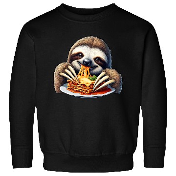 Discover Sloth Loves Lasagna: Cartoon Delight Sweatshirts