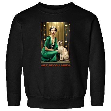 Discover Pretty Flapper in Green with her Cat, Art Deco Sweatshirts