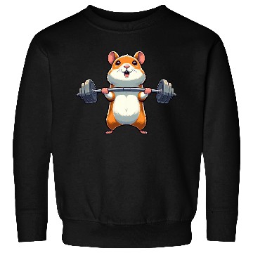 Discover Hamster Power Training: Cartoon-Style Dumbbell Sweatshirts