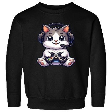 Discover Cute Gaming Cat Playing Console Video Game Sweatshirts