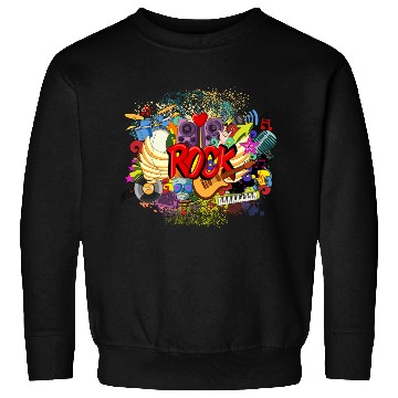 Discover Vector Rock n Roll Theme Guitar Piano Song Drum Sweatshirts