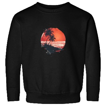 Discover Tropical Sunset Escape With Palm Trees Sweatshirts