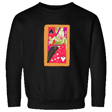 Discover Orange Queen Of Spades Playing Card Sweatshirts