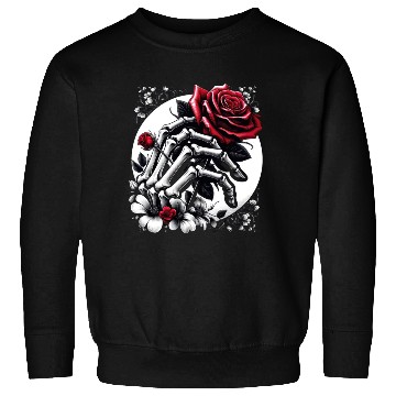 Discover Gothic Red Rose in Skeleton's Embrace Sweatshirts