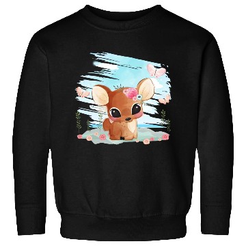 Discover Funny Deer Sitting On Sand At The Beach Sweatshirts