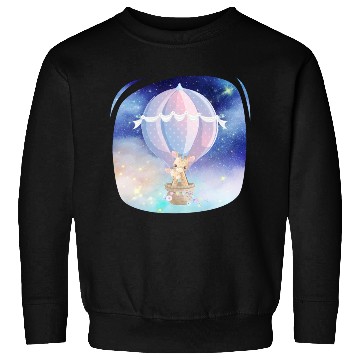 Discover Giraffe And Child Flying Sky Using Hot Balloon Sweatshirts